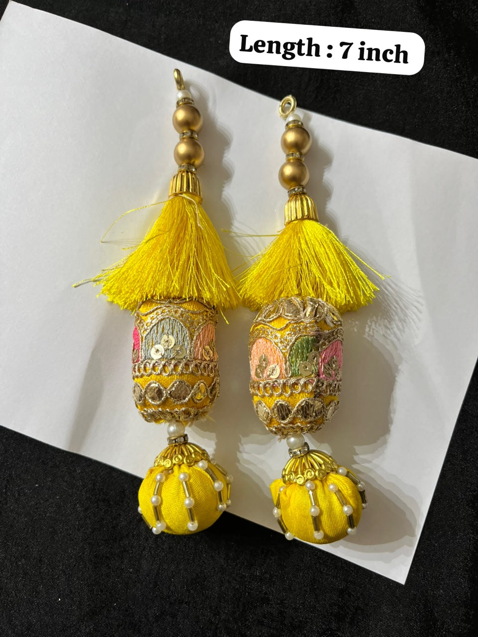 Decorative Gota Work Latkans for Lehenga and Saree Blouses – Designer Ethnic Tassels for Traditional Wear | Yellow