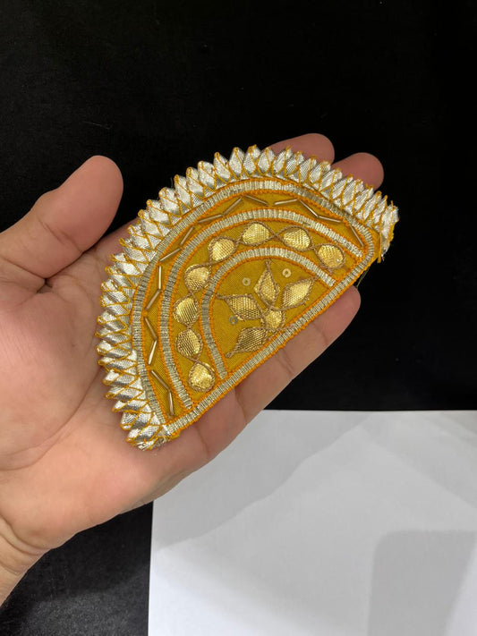 Beautiful Indian Gota Patti Applique Work Decorative Crafting Patch for Saree, Lehenga & Blouse – Sew On Ethnic Designer Applique Badge | Yellow Color