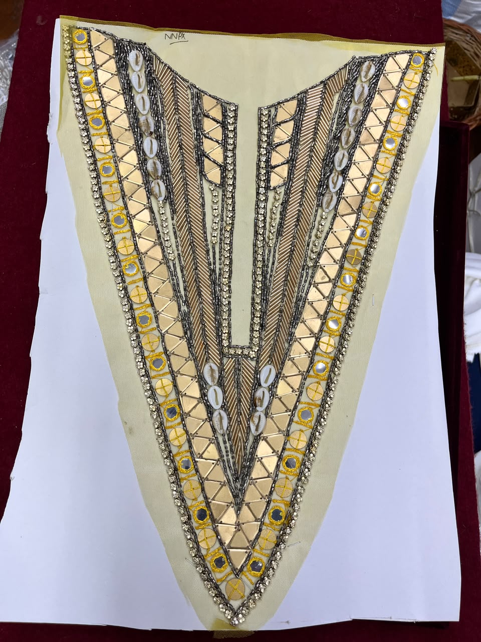 Designer Handcrafted Neck Patch for Dresses, Kurtis & Blouses – Premium Embroidered Neckline Applique | DC0982 | Yellow