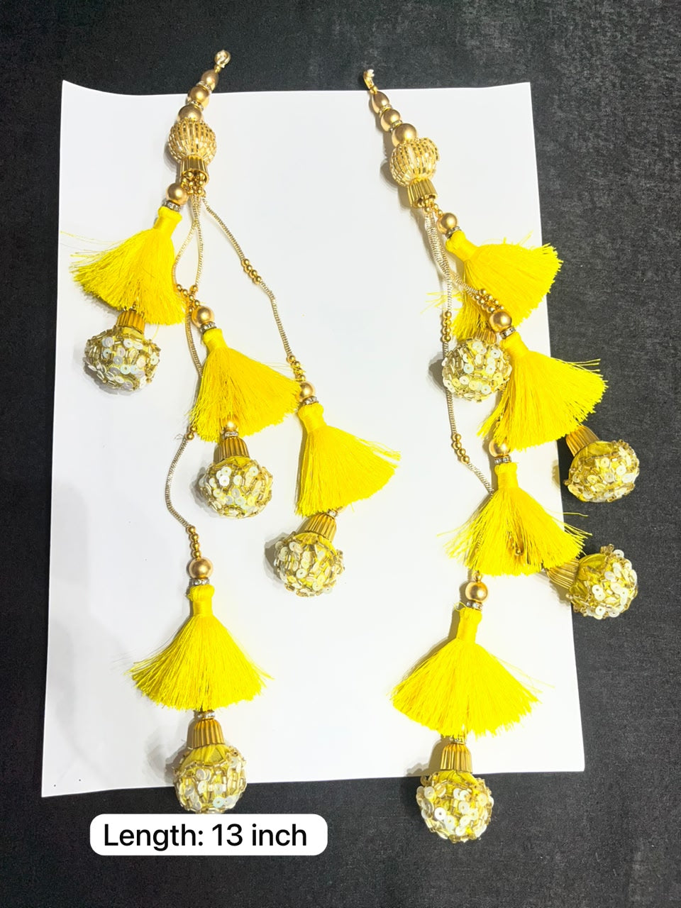 Decorative Handmade Resham Latkan for Saree and Lehenga – Designer Blouse Hanging Tassel for Ethnic Wear | Yellow
