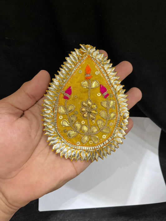 Handmade Gota Patches for Sarees, Lehengas & Blouses – Traditional Ethnic Decorative Applique Patches | Yellow
