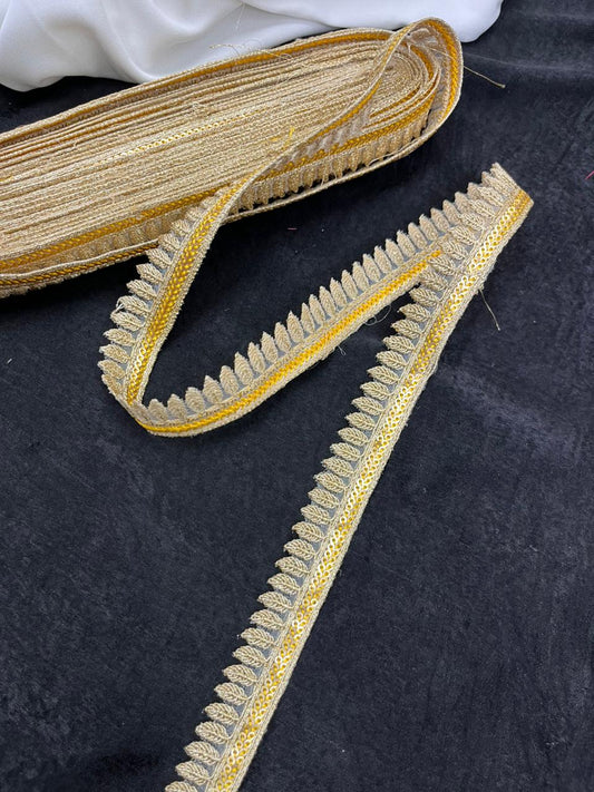 Beautiful Embroidery Zari Lace Borders for Sarees, Kurtis & Dresses – Decorative Ethnic Embroidered Lace Trim | Yellow